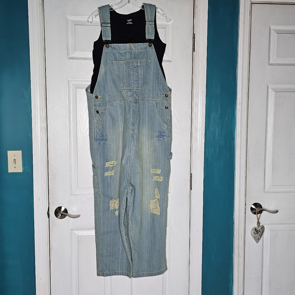 Dropped Crotch Oversized Baggy Blue Denim Overalls - Picture 2 of 15